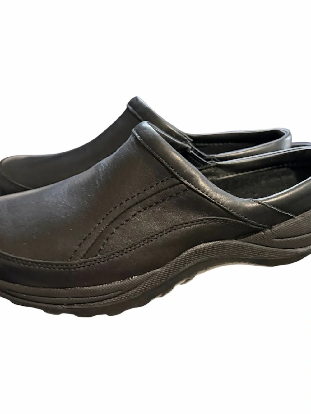 LL Bean Black Leather Clogs Mules Women Size 9.5 NWOB